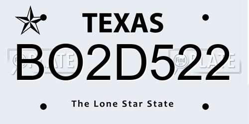 BO2D522 Texas License Plate