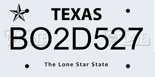 BO2D527 Texas License Plate