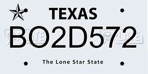 BO2D572 Texas License Plate
