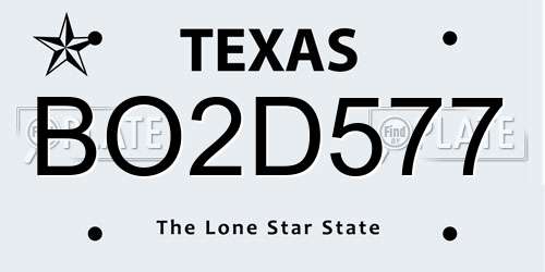 BO2D577 Texas License Plate