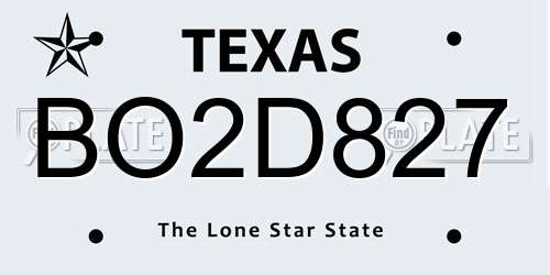 BO2D827 Texas License Plate