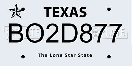 BO2D877 Texas License Plate