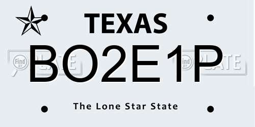 BO2E1P Texas License Plate