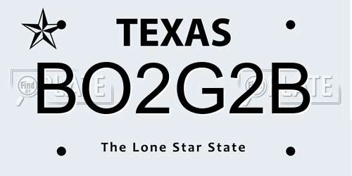 BO2G2B Texas License Plate