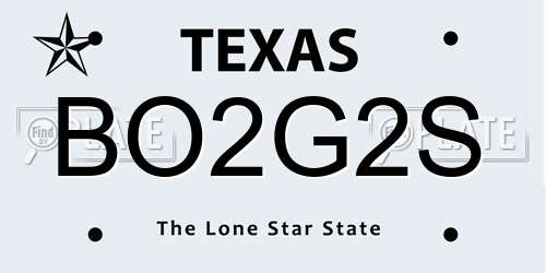 BO2G2S Texas License Plate