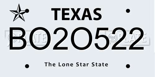 BO2O522 Texas License Plate