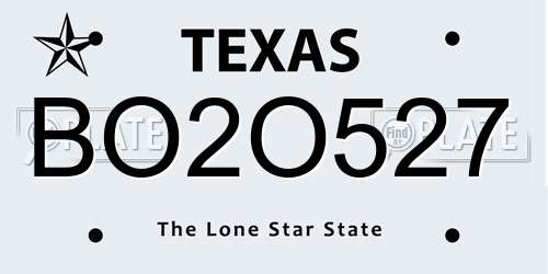 BO2O527 Texas License Plate