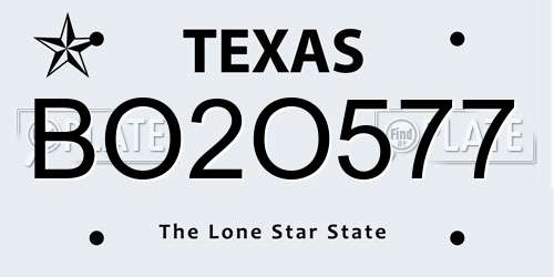 BO2O577 Texas License Plate