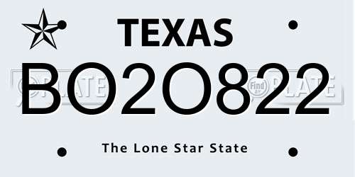 BO2O822 Texas License Plate