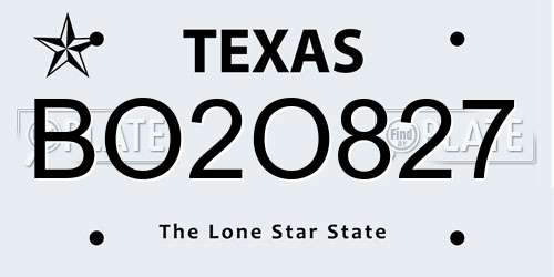 BO2O827 Texas License Plate