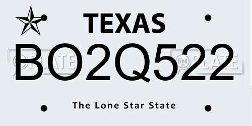 BO2Q522 Texas License Plate