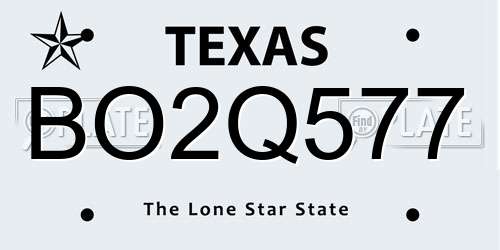 BO2Q577 Texas License Plate