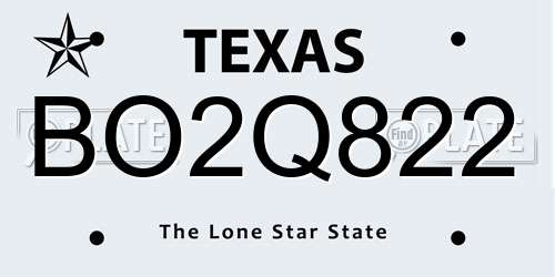 BO2Q822 Texas License Plate
