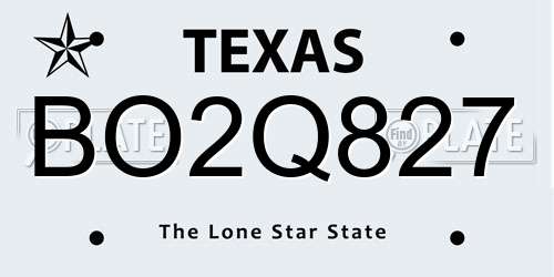BO2Q827 Texas License Plate