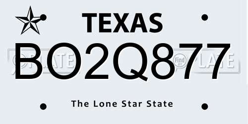 BO2Q877 Texas License Plate