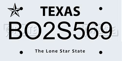 BO2S569 Texas License Plate