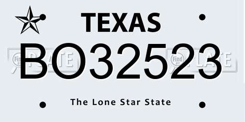 BO32523 Texas License Plate