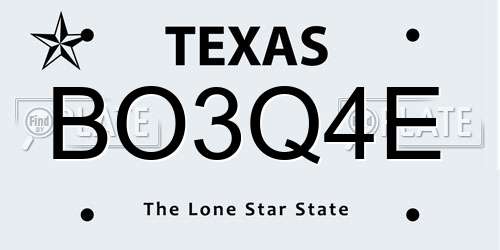 BO3Q4E Texas License Plate