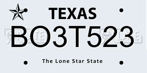 BO3T523 Texas License Plate