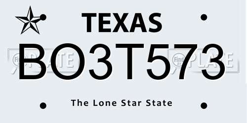 BO3T573 Texas License Plate