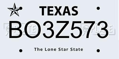 BO3Z573 Texas License Plate