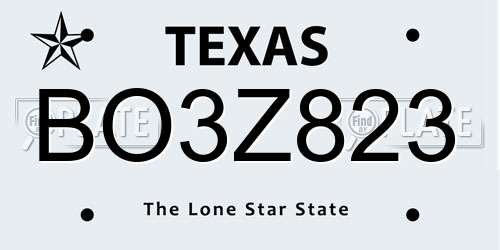 BO3Z823 Texas License Plate