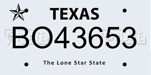 BO43653 Texas License Plate
