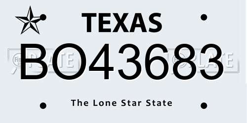 BO43683 Texas License Plate