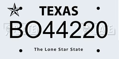 BO44220 Texas License Plate