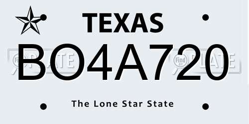 BO4A720 Texas License Plate