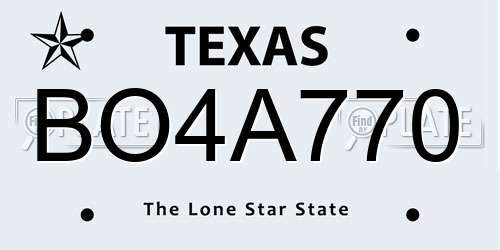 BO4A770 Texas License Plate