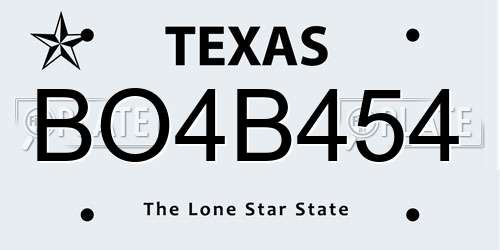 BO4B454 Texas License Plate