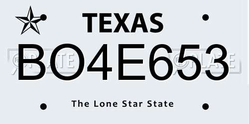BO4E653 Texas License Plate
