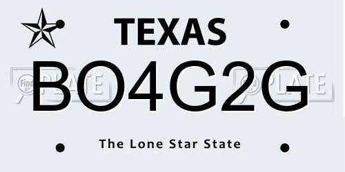BO4G2G Texas License Plate