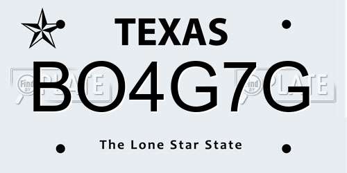 BO4G7G Texas License Plate