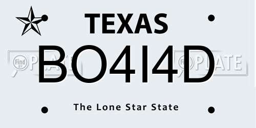 BO4I4D Texas License Plate
