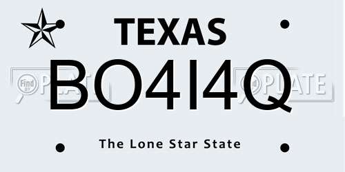 BO4I4Q Texas License Plate