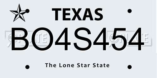 BO4S454 Texas License Plate