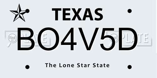 BO4V5D Texas License Plate