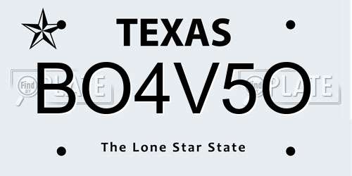 BO4V5O Texas License Plate
