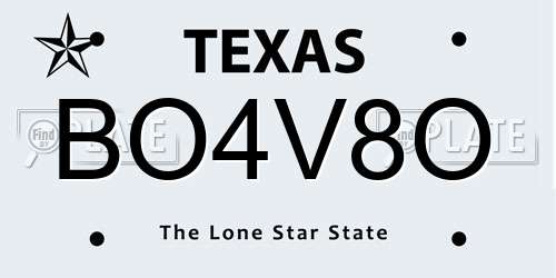 BO4V8O Texas License Plate