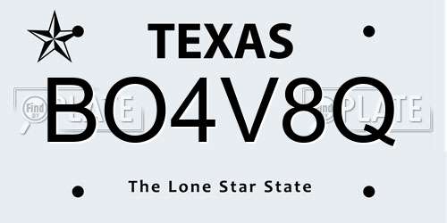 BO4V8Q Texas License Plate