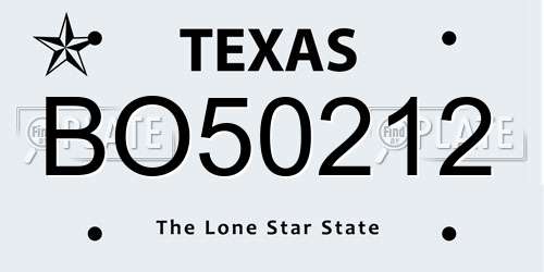 BO50212 Texas License Plate