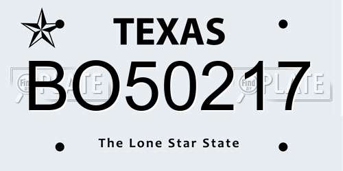 BO50217 Texas License Plate