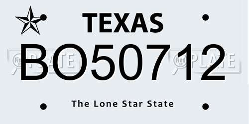 BO50712 Texas License Plate