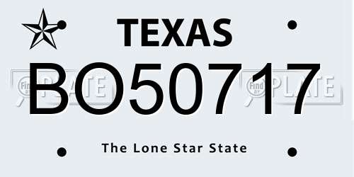 BO50717 Texas License Plate