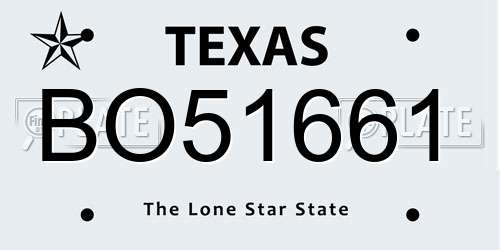 BO51661 Texas License Plate