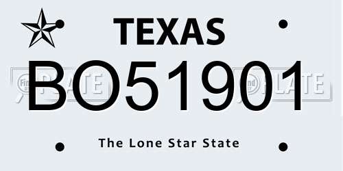 BO51901 Texas License Plate
