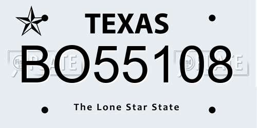 BO55108 Texas License Plate