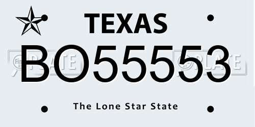 BO55553 Texas License Plate